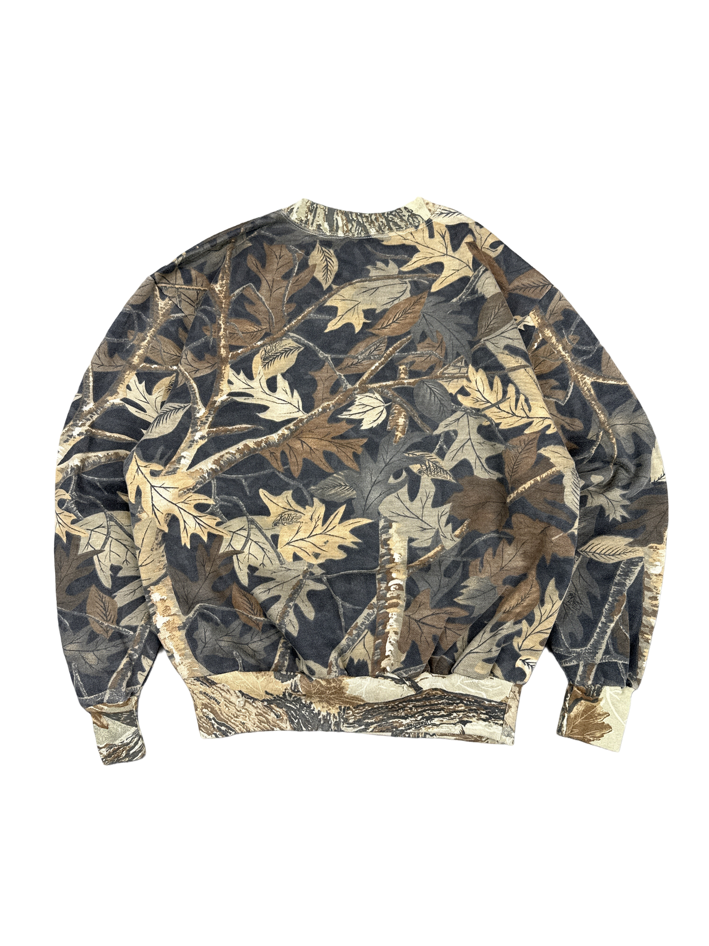 1980s Hunting Camo Leaf Pattern Sweatshirt (M)