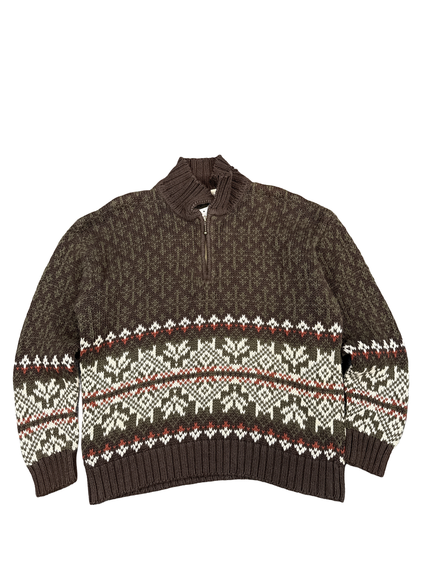 1990s B. Moss Nordic Knit Half-Zip Sweater (L)