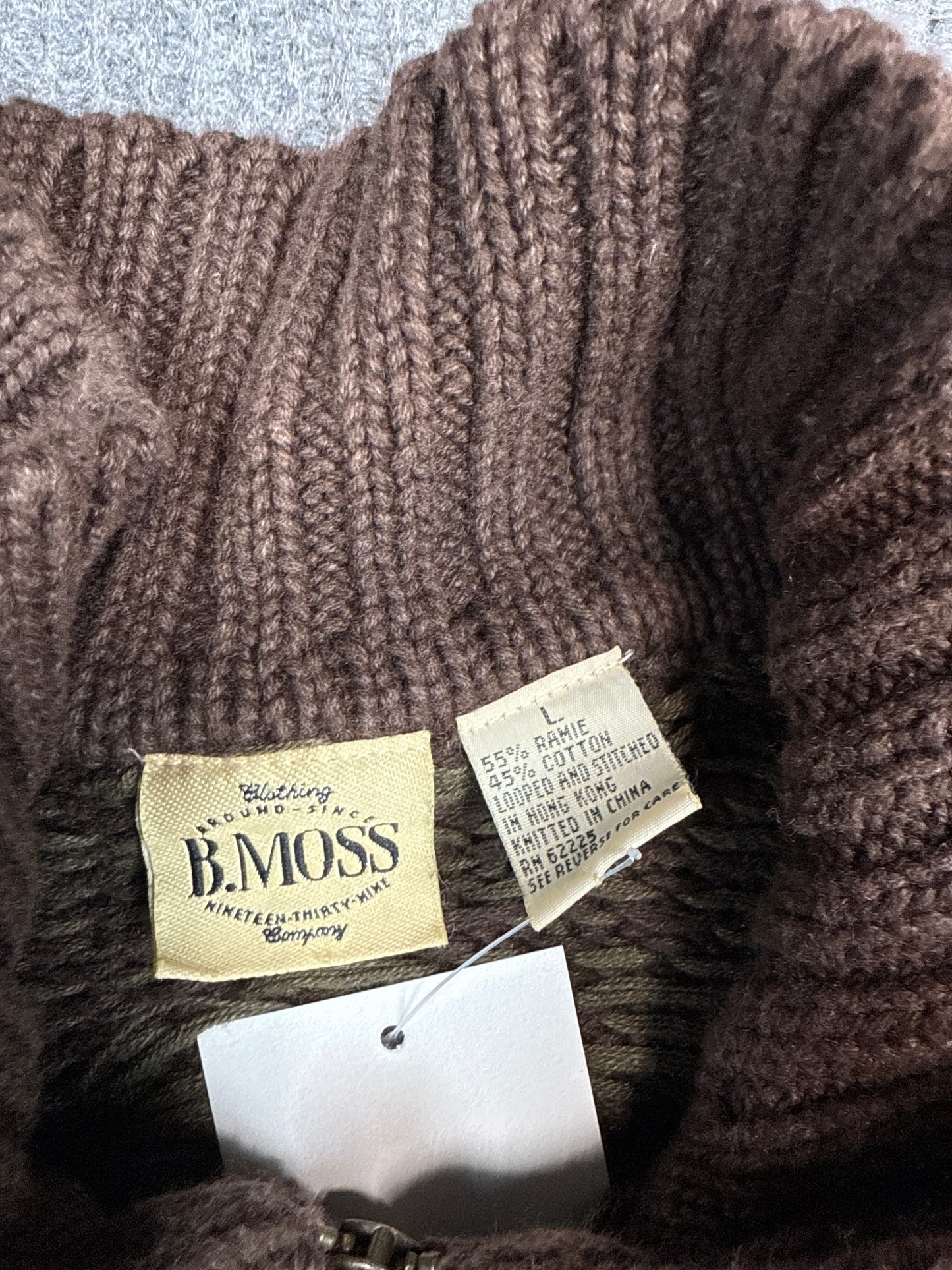 1990s B. Moss Nordic Knit Half-Zip Sweater (L)