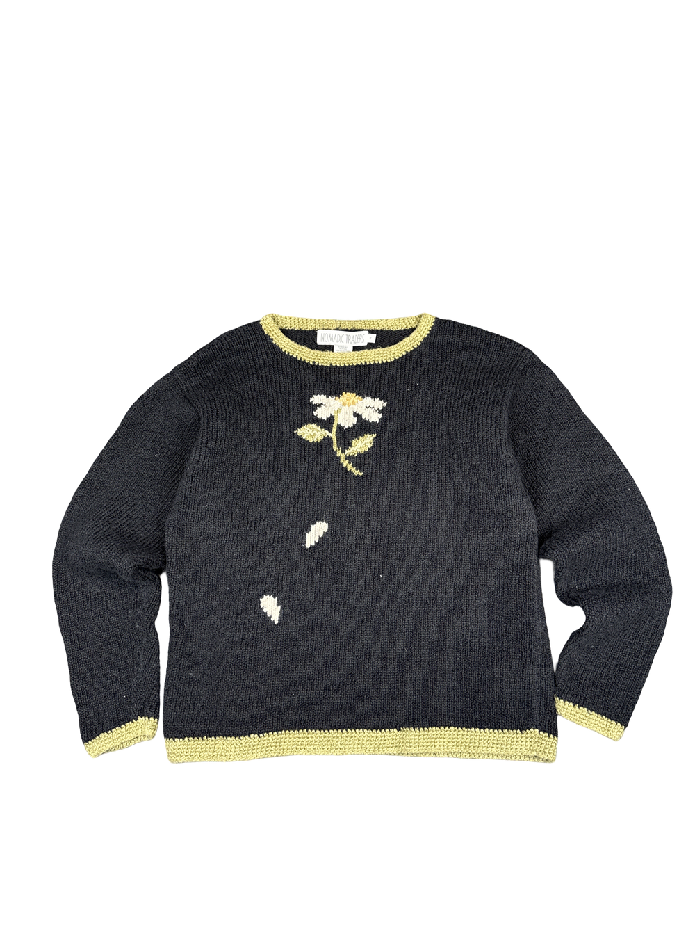 Nomadic Traders Handknit Daisy Flower Sweater (M)