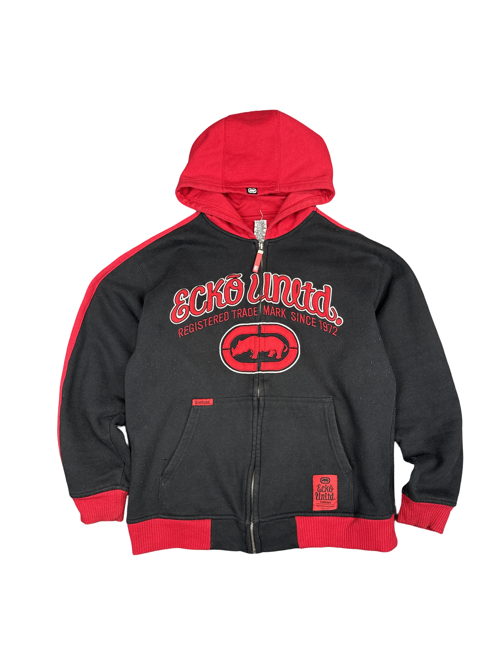 Y2K Ecko Unltd Red and Black Zip-Up Hoodie (L)
