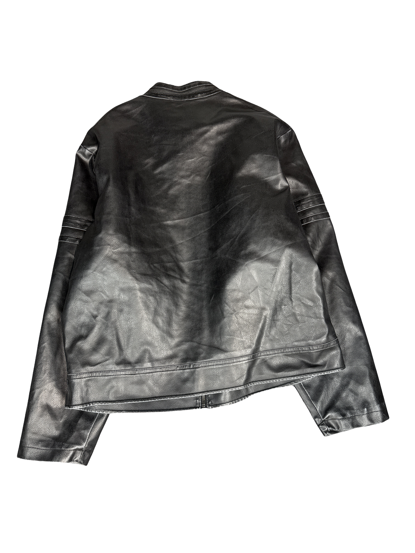 Brave Soul Black Faux Leather Moto Jacket (L)