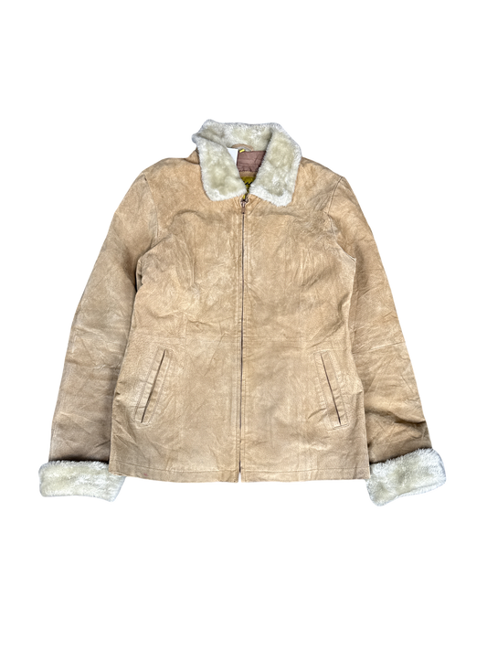 Vintage Shearling Leather Jacket (L)