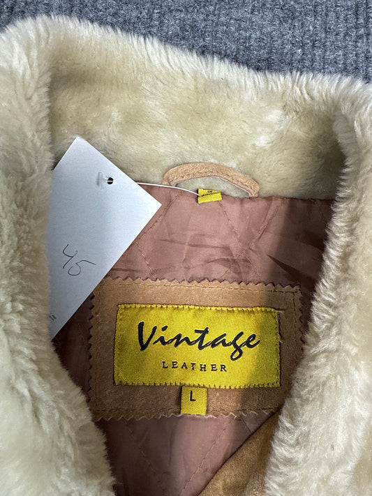 Vintage Shearling Leather Jacket (L)