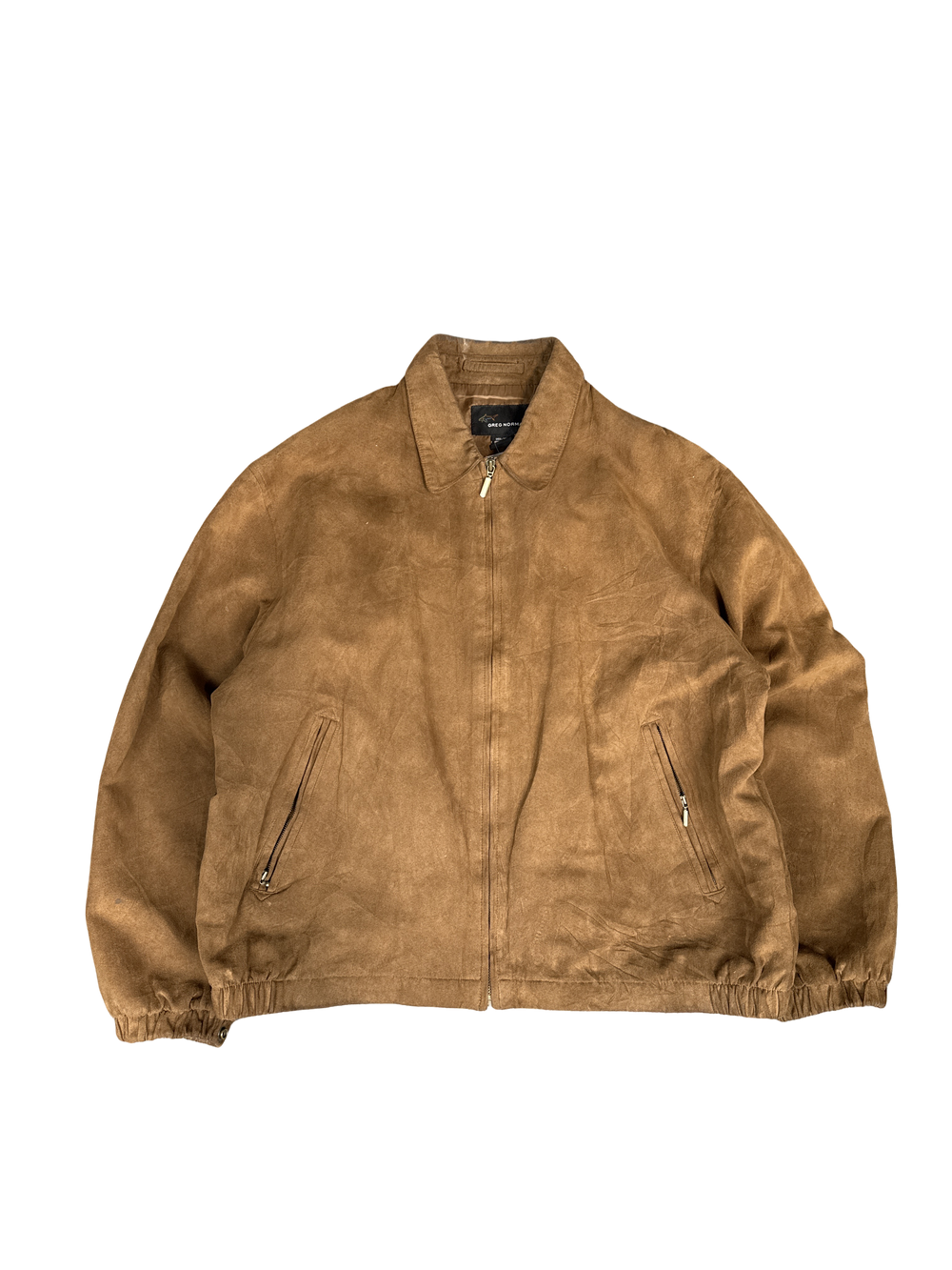 Greg Norman Suede-Look Brown Zip Jacket (L)