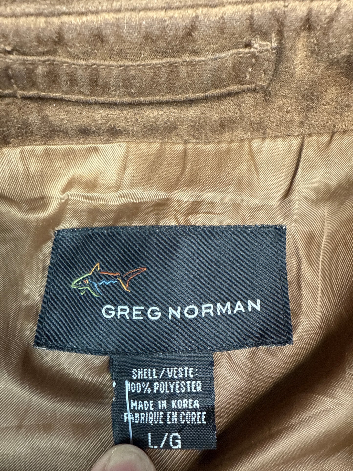 Greg Norman Suede-Look Brown Zip Jacket (L)