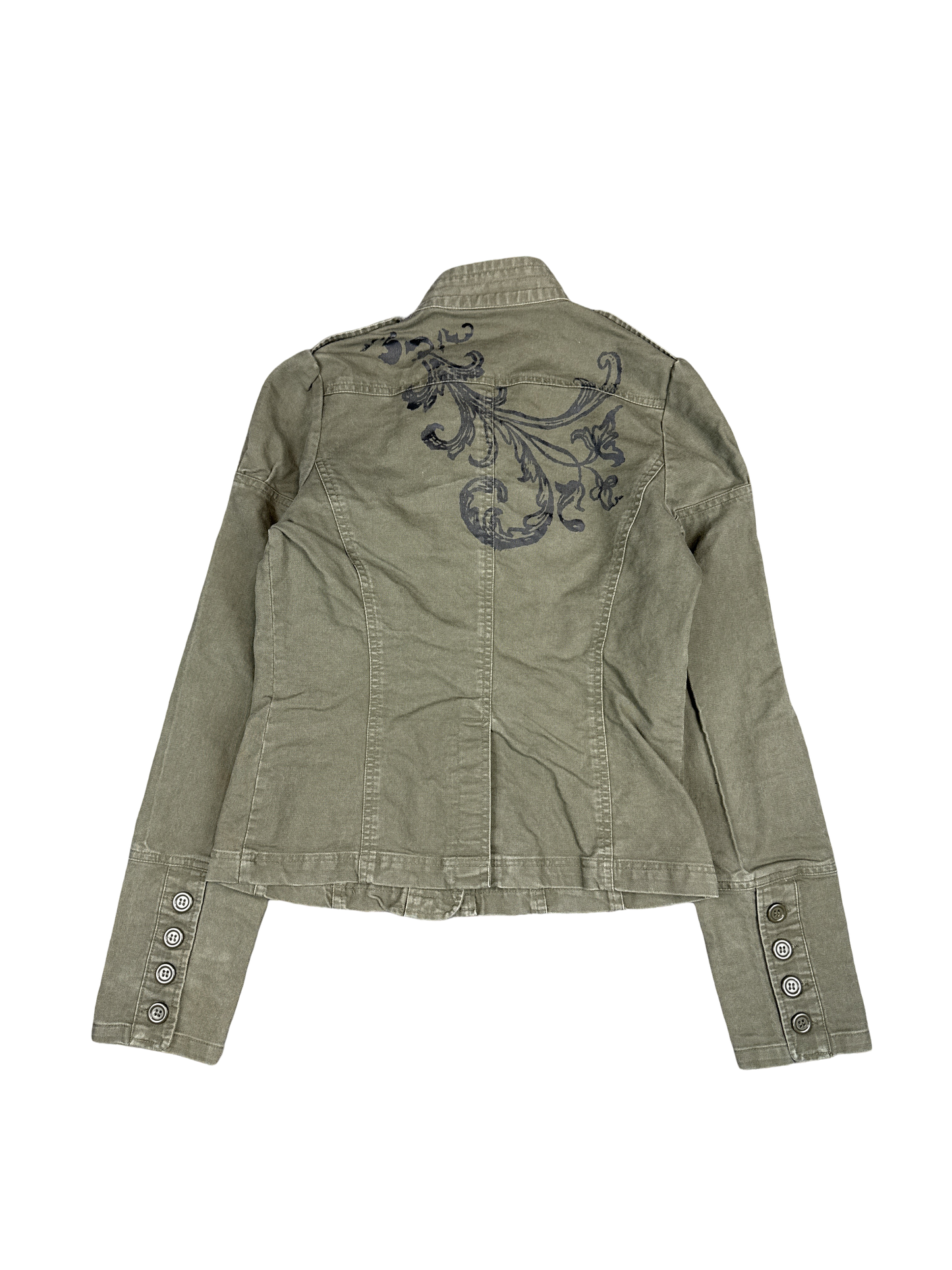 Morbid Threads Olive Military Graphic Jacket (M)