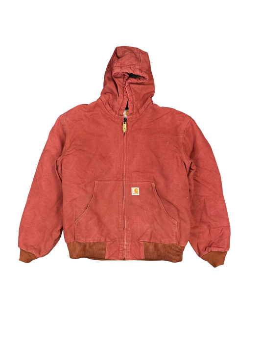 90s Carhartt Red Duck Canvas Hooded Jacket (L)
