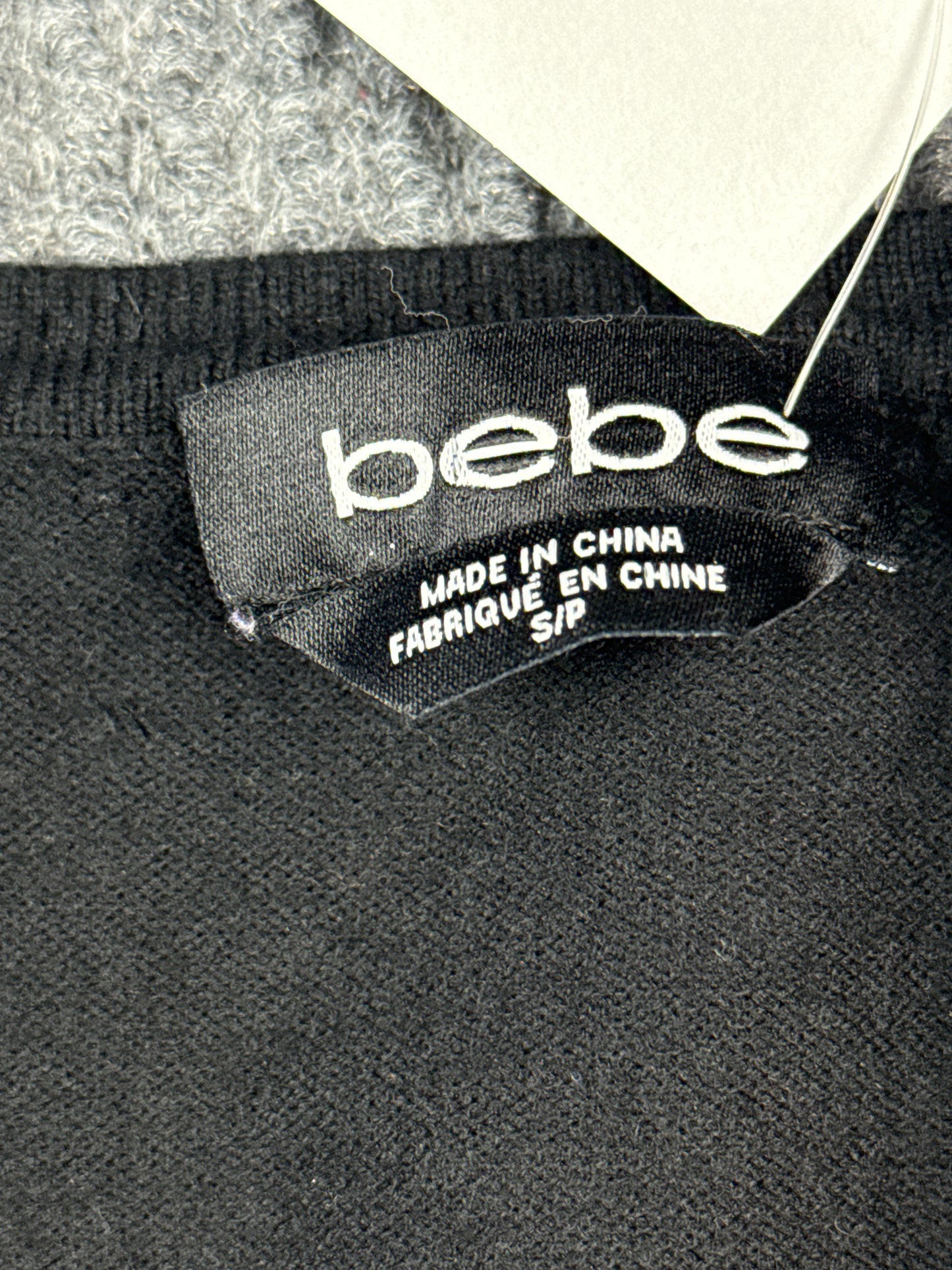 Y2K Bebe Rhinestone Logo V-Neck Pullover (S)