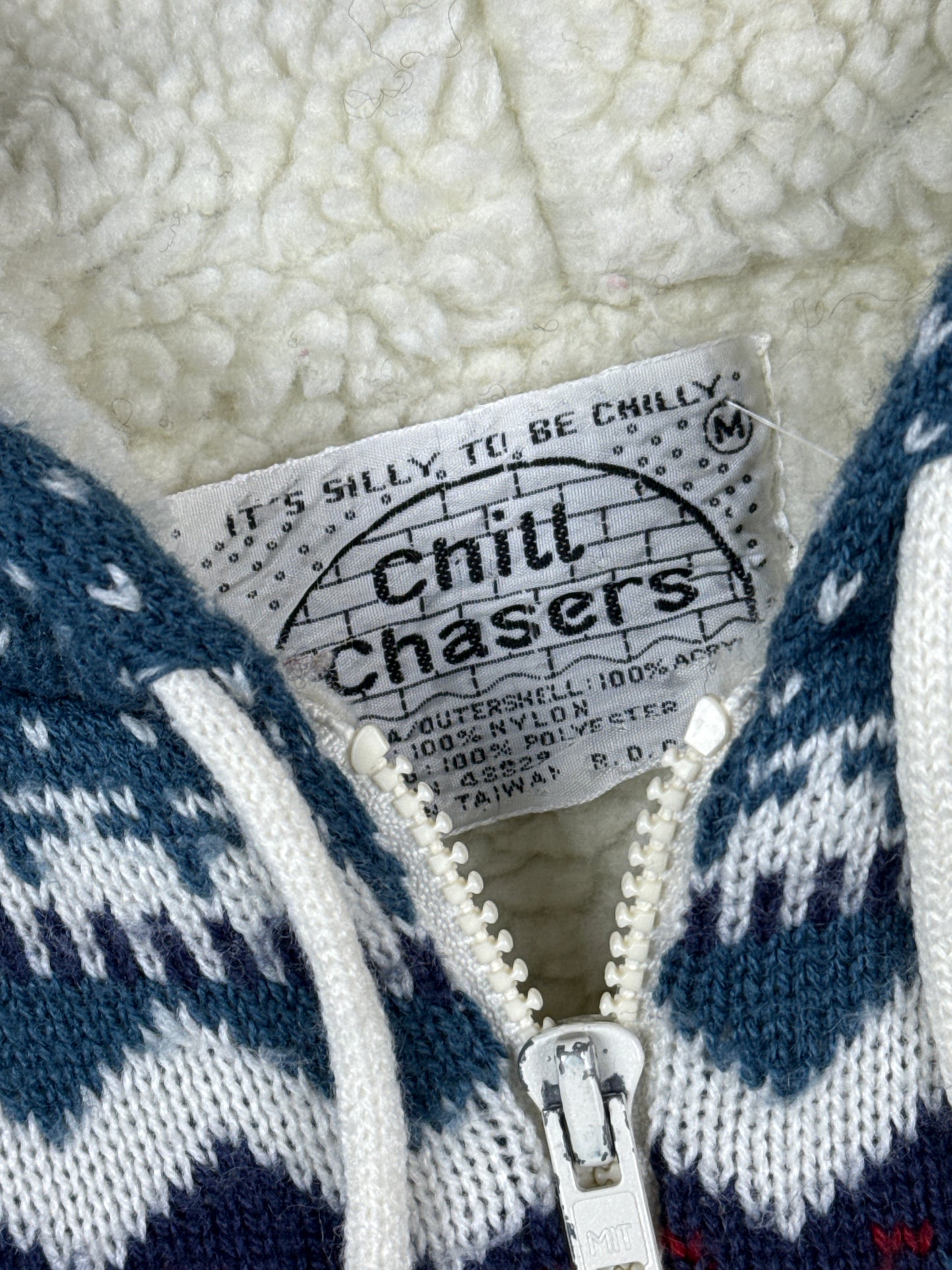 1980s Chill Chasers Nordic Knit Zip Hoodie (M)