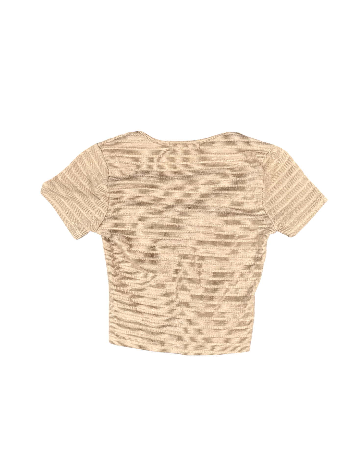 Y2K Cloud Dancer Ribbed Ring Detail Crop Top (S)