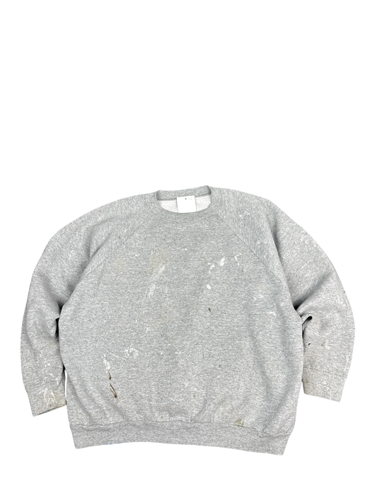 Gray Paint-Splattered Fleece Sweatshirt (2XL)