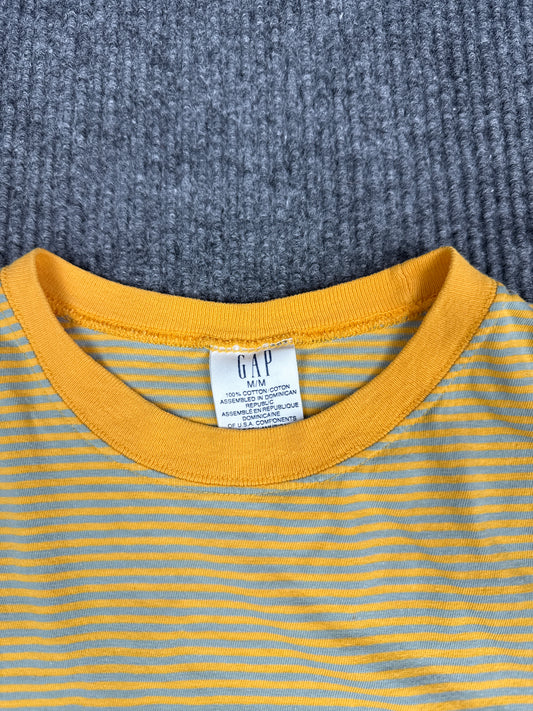 GAP Yellow Striped Pocket Tee (M)