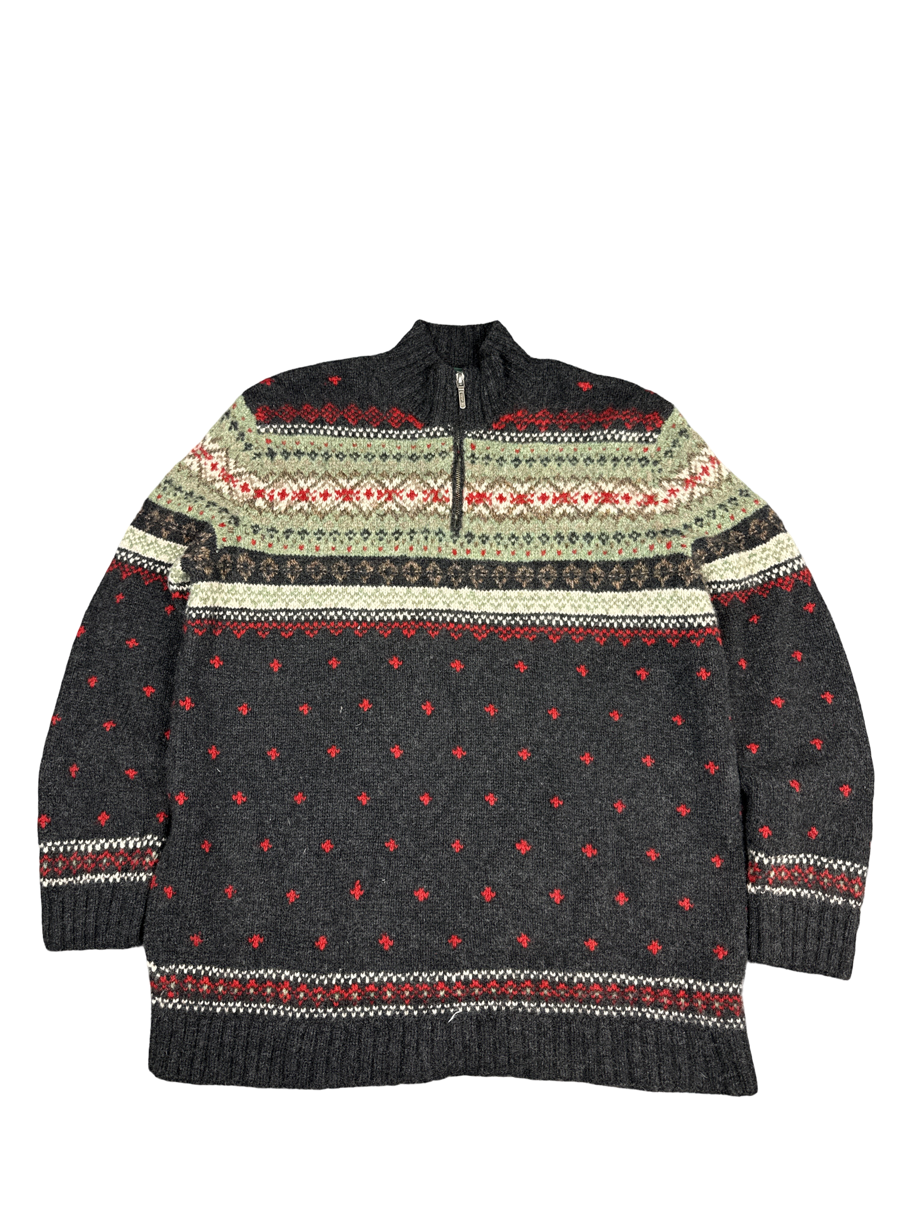Lauren Ralph Lauren Fair Isle Wool Half-Zip Sweater (XL)