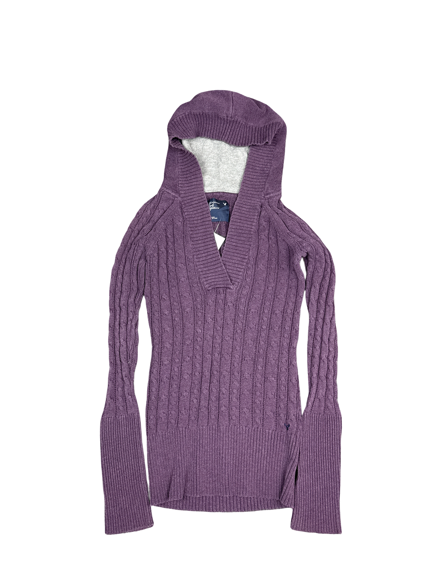 American Eagle Outfitters Cable Knit Hooded Pullover Sweater (M)