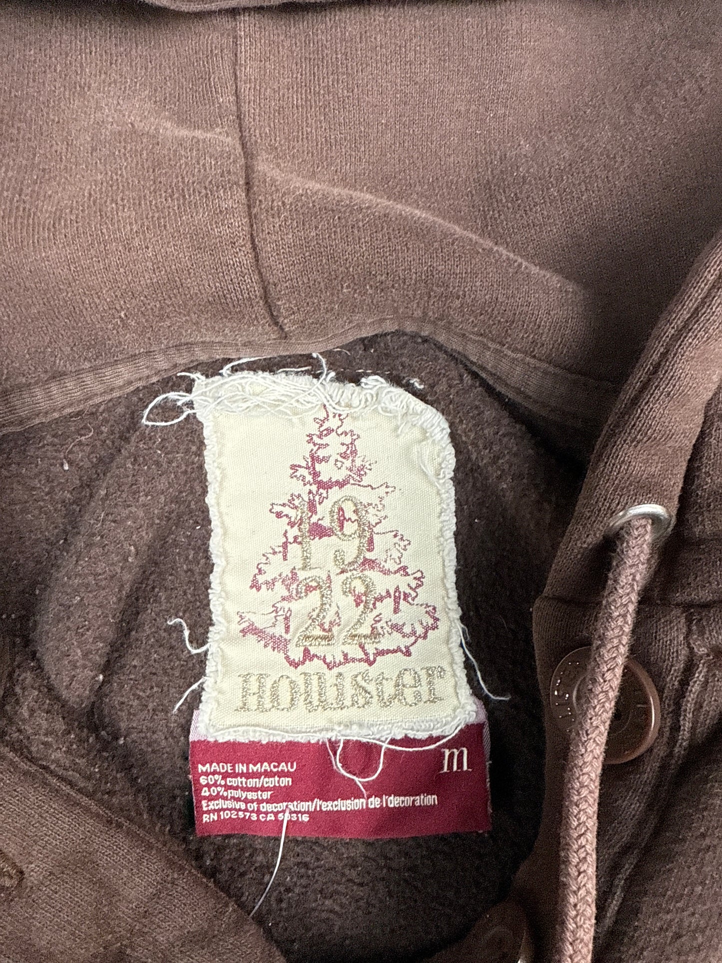 2000s Hollister Brown Pullover Hoodie (M)