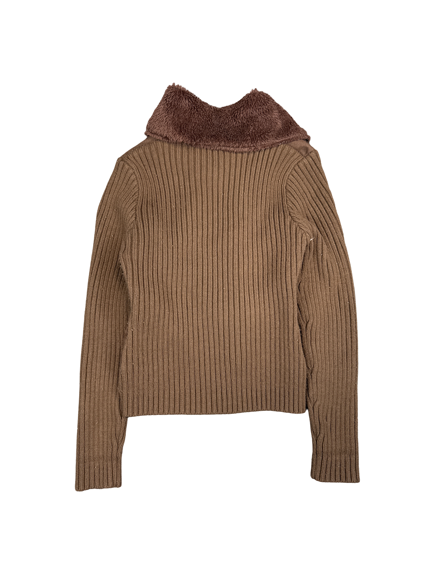 Y2K Glimmer Faux Suede Knit Pullover Jacket (S)