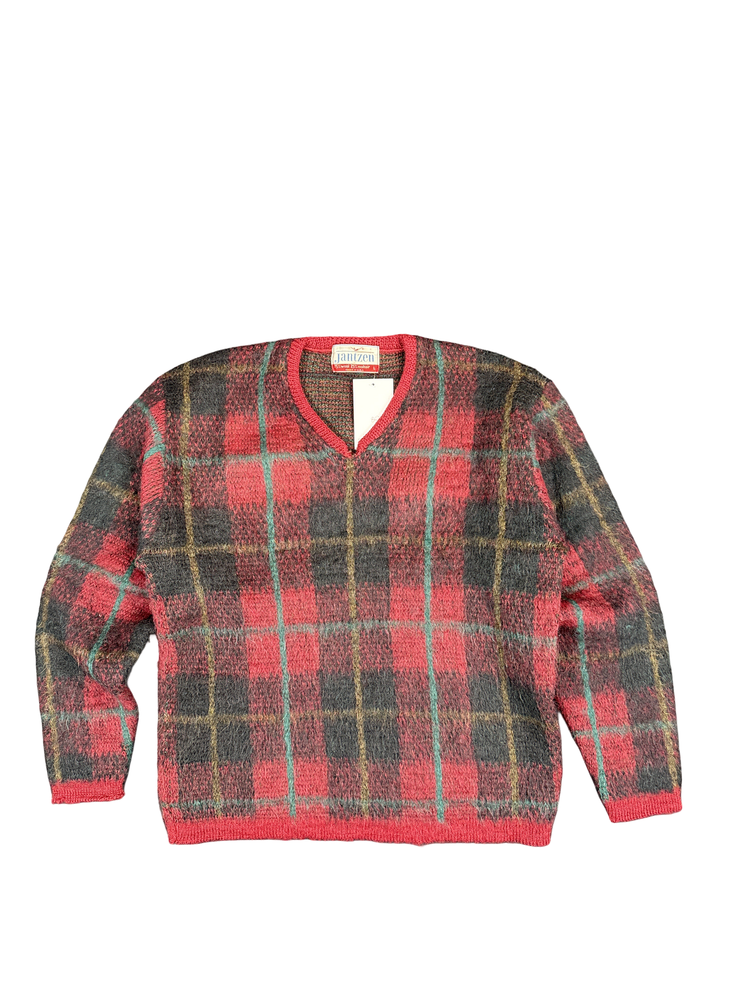1960s Jantzen Wool Mohair Plaid Pullover (L)