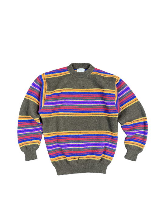 1990s United Colors of Benetton Shetland Wool Striped Sweater (M)