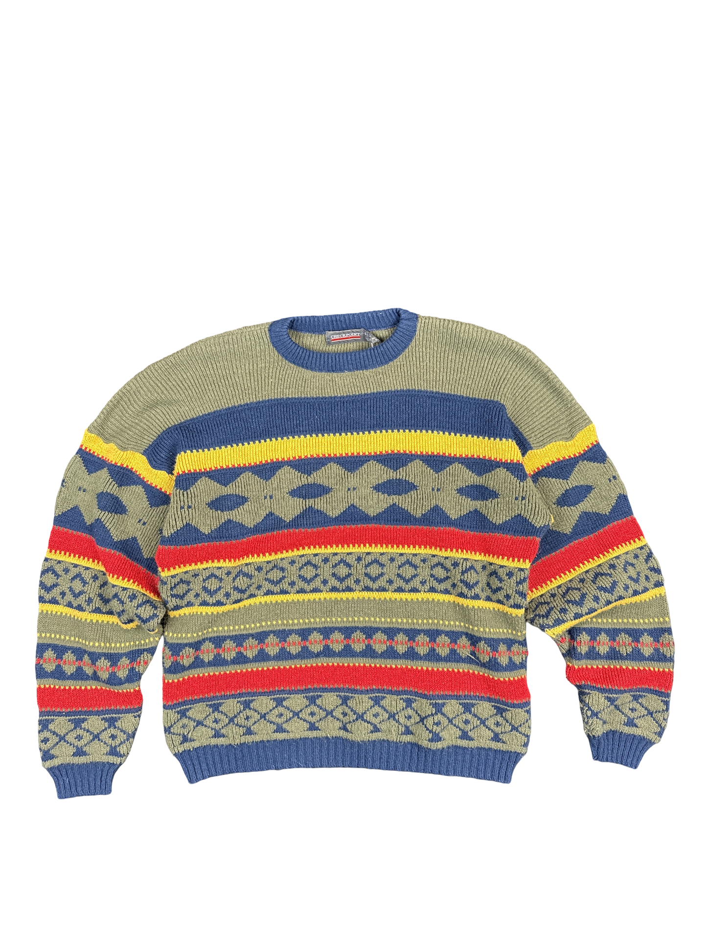 1990s Checkpoint Multicolor Knit Pullover Sweater (XL)