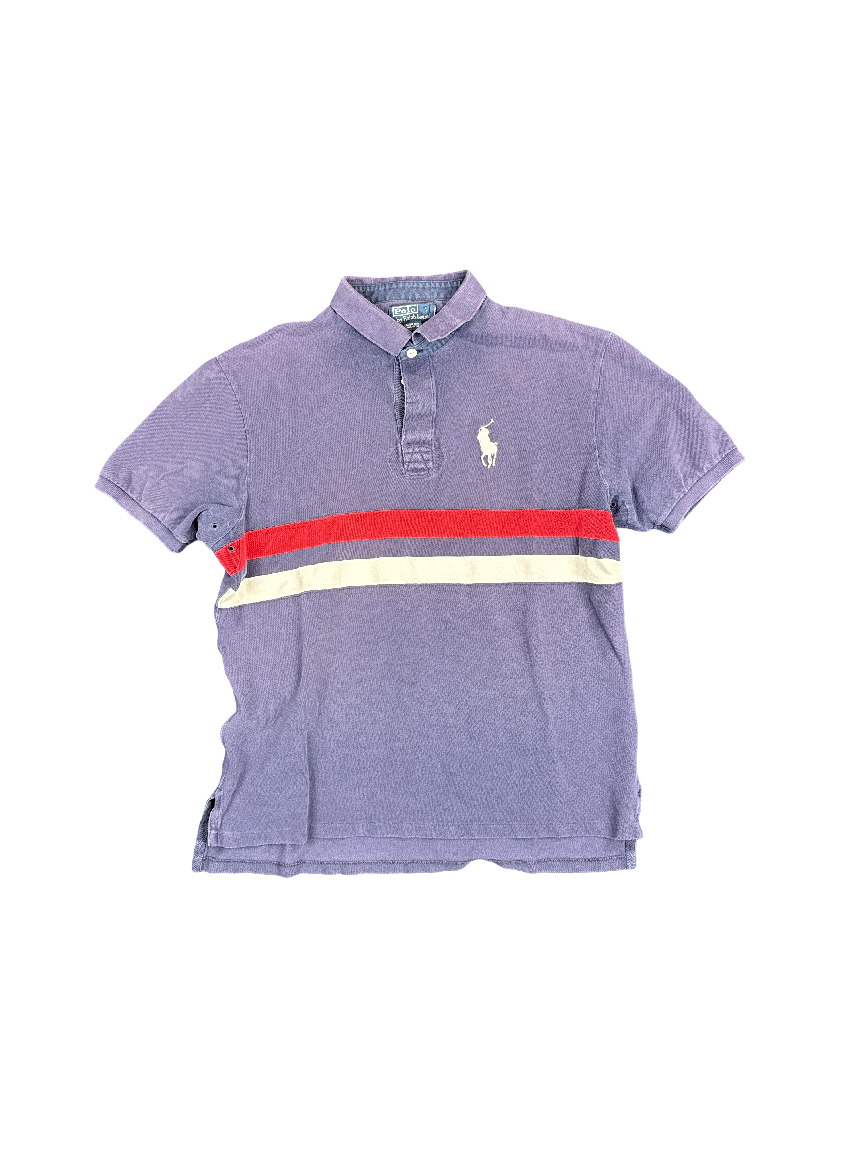 Polo Ralph Lauren Navy Red Stripe Polo Shirt (XL)