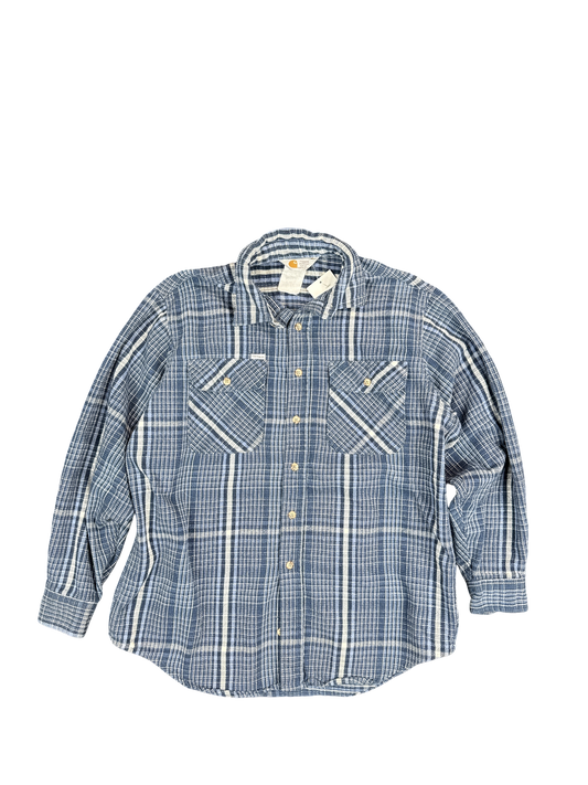 Carhartt Rugged Outdoor Wear Blue Plaid Flannel Button-Up (L)