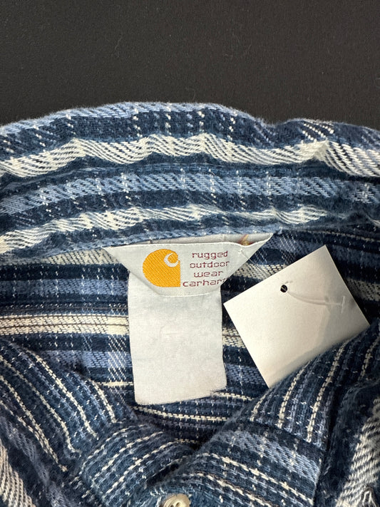 Carhartt Rugged Outdoor Wear Blue Plaid Flannel Button-Up (L)