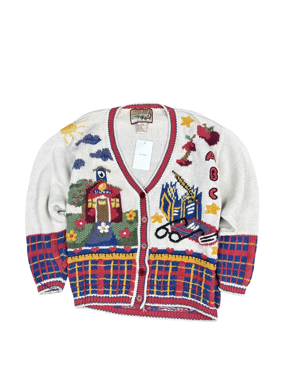 1990s Crystal Kobe Schoolhouse Knit Cardigan (S)