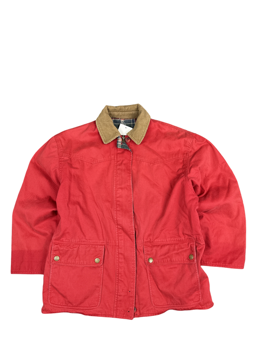 Red Corduroy-Collar Canvas Jacket (XL)