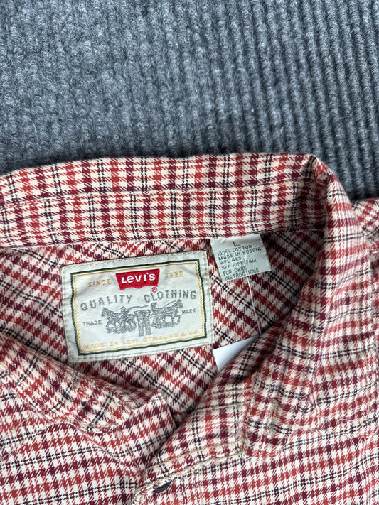 Levi's Red Plaid Flannel Button-Up Shirt (XL)
