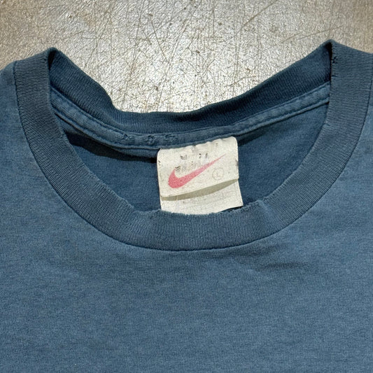 Vintage Faded Blue Nike T-Shirt — Small Swoosh Logo