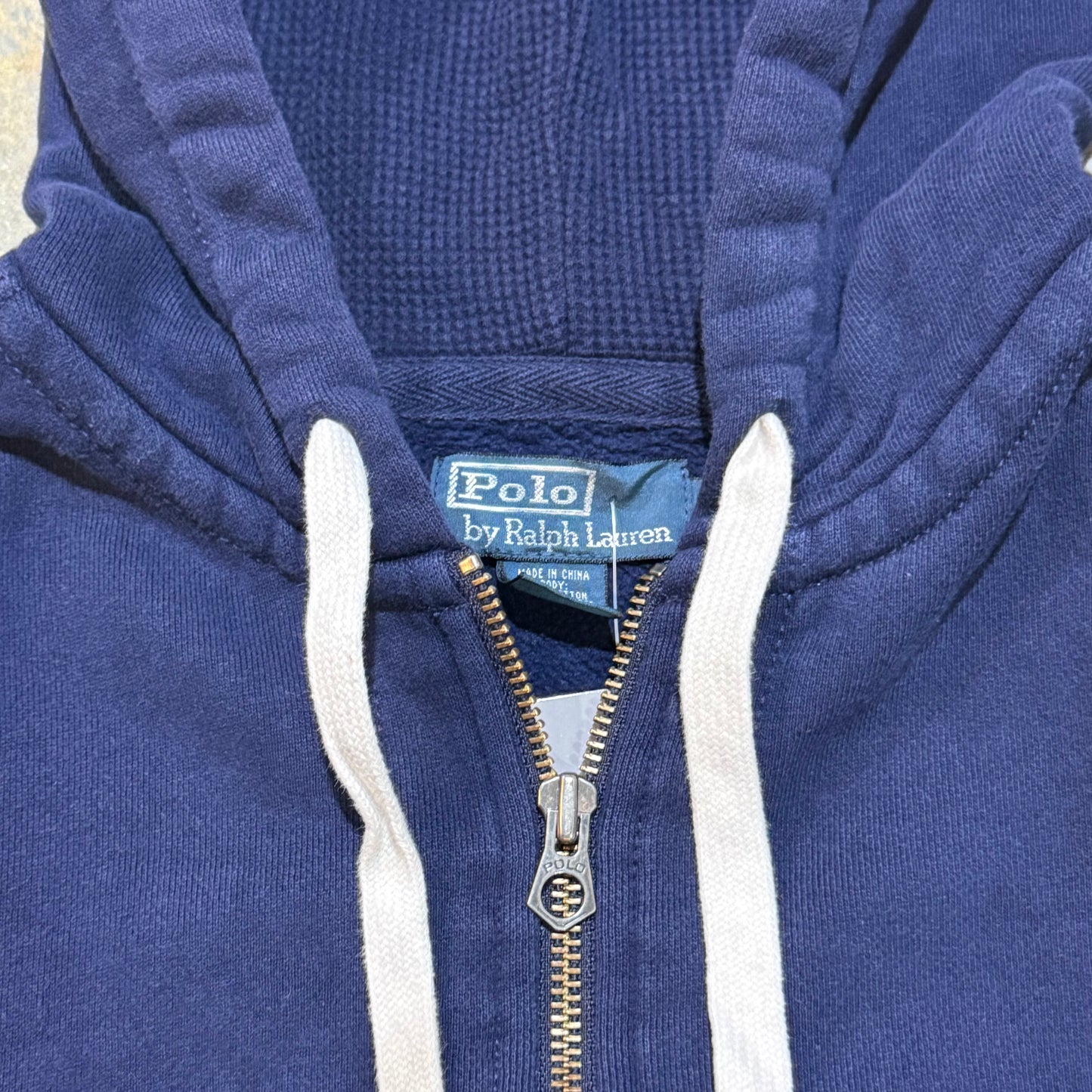 Vintage Navy Polo Ralph Lauren Zip Hoodie — Embroidered Pony Logo
