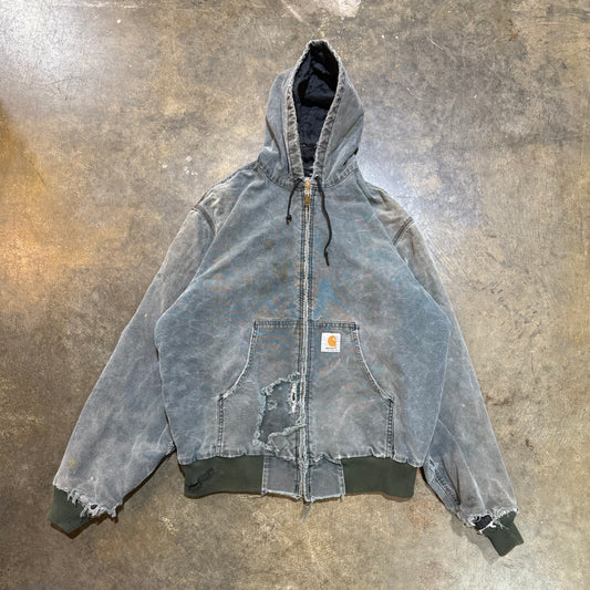 Vintage Distressed Green Carhartt Hoodie Jacket