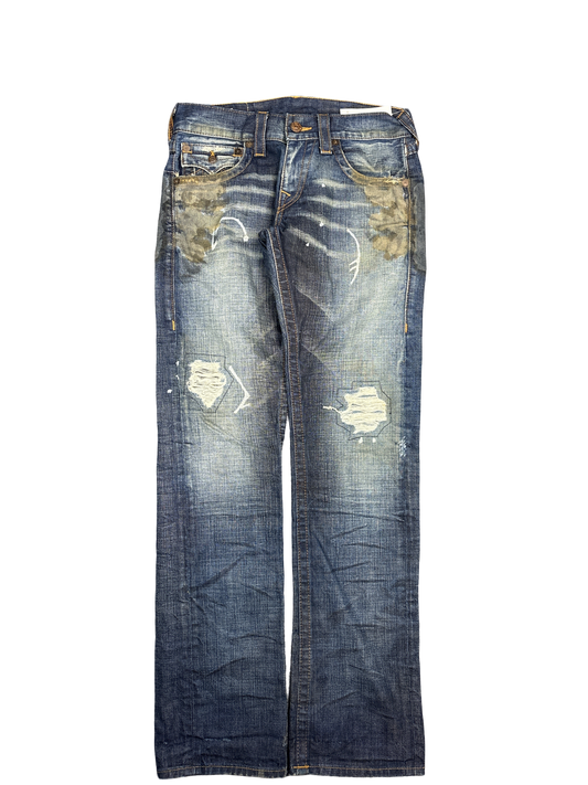 True Religion Ricky Distressed Bootcut Jeans (30x34)