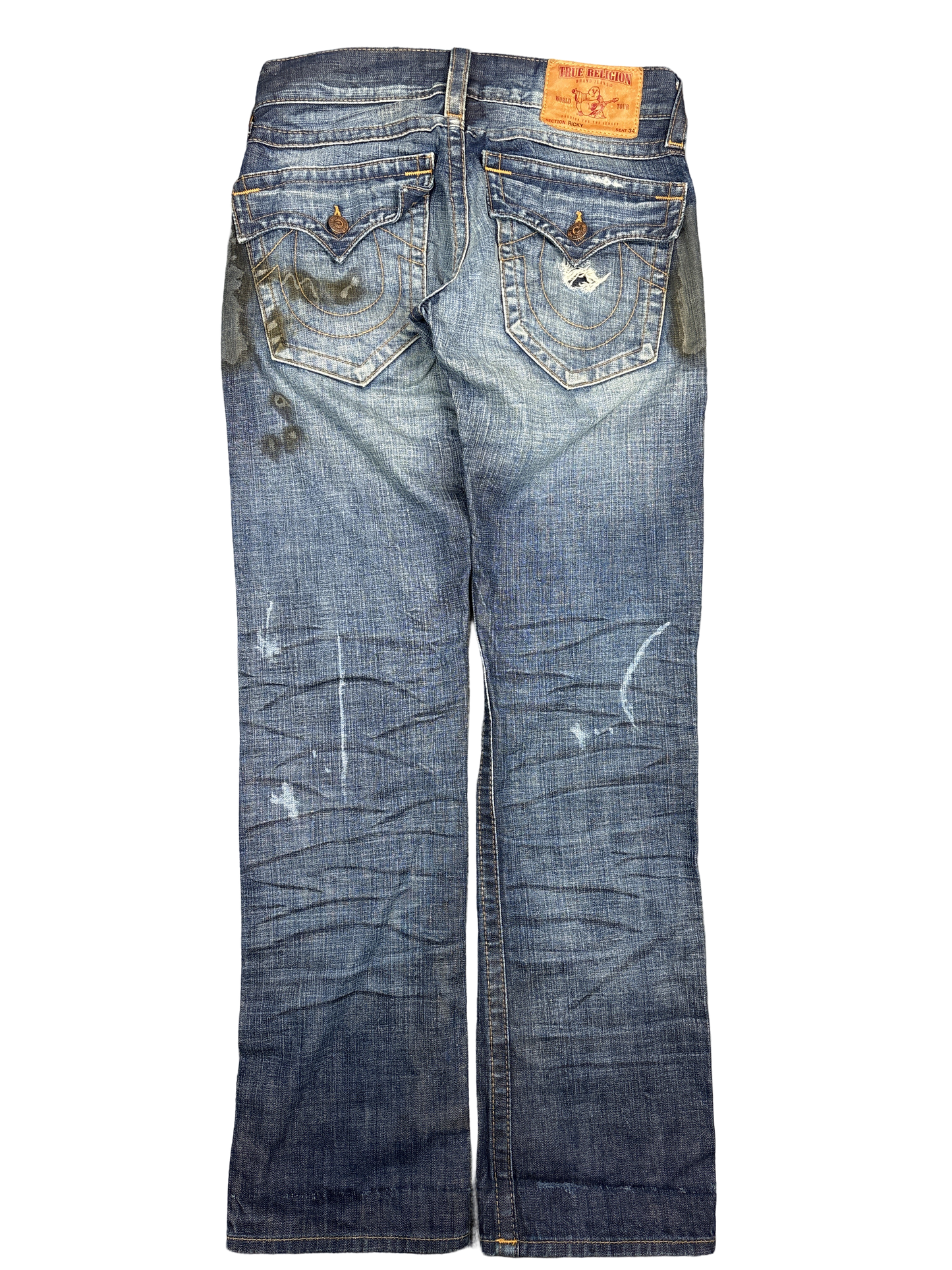 True Religion Ricky Distressed Bootcut Jeans (30x34)