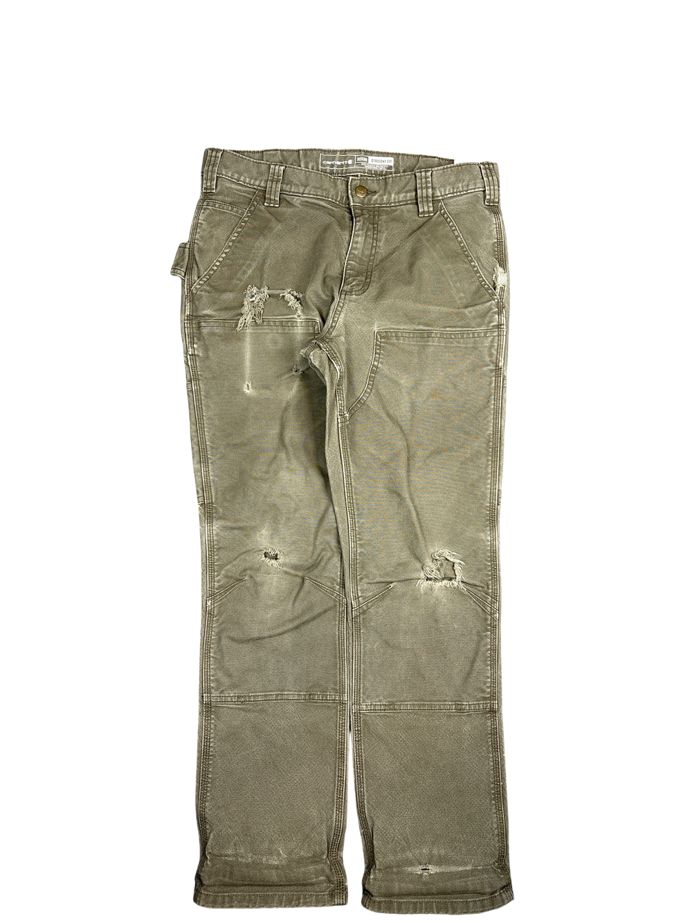 Carhartt Olive Double Knee Straight Fit Work Pants (32W30L)