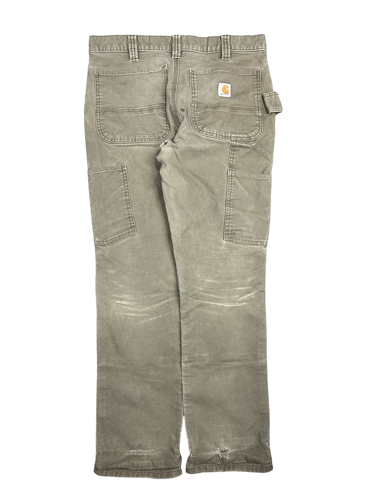 Carhartt Olive Double Knee Straight Fit Work Pants (32W30L)