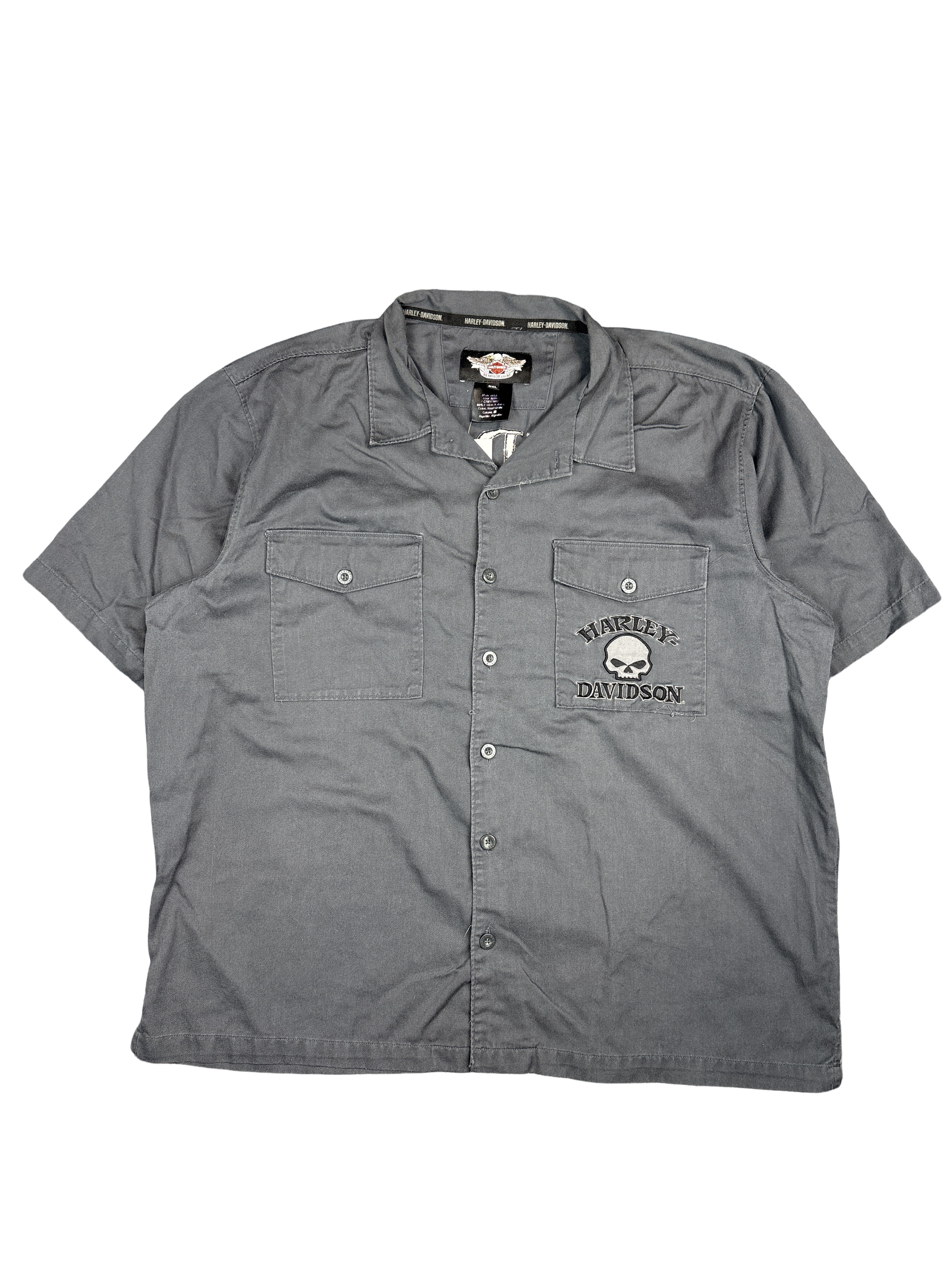 Harley-Davidson Skull Logo Button-Up Shirt (2XL)