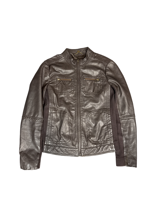 Mango Genuine Leather Moto Jacket (XS)