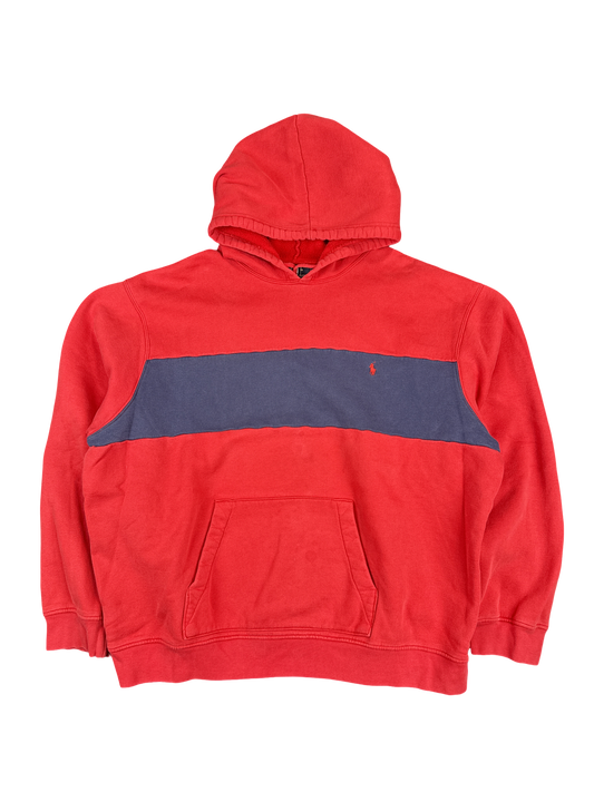 Polo Ralph Lauren Red and Navy Colorblock Hoodie (XXL)