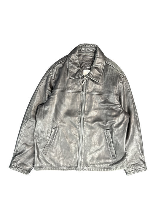 Claiborne Black Leather Outerwear Jacket (XL)