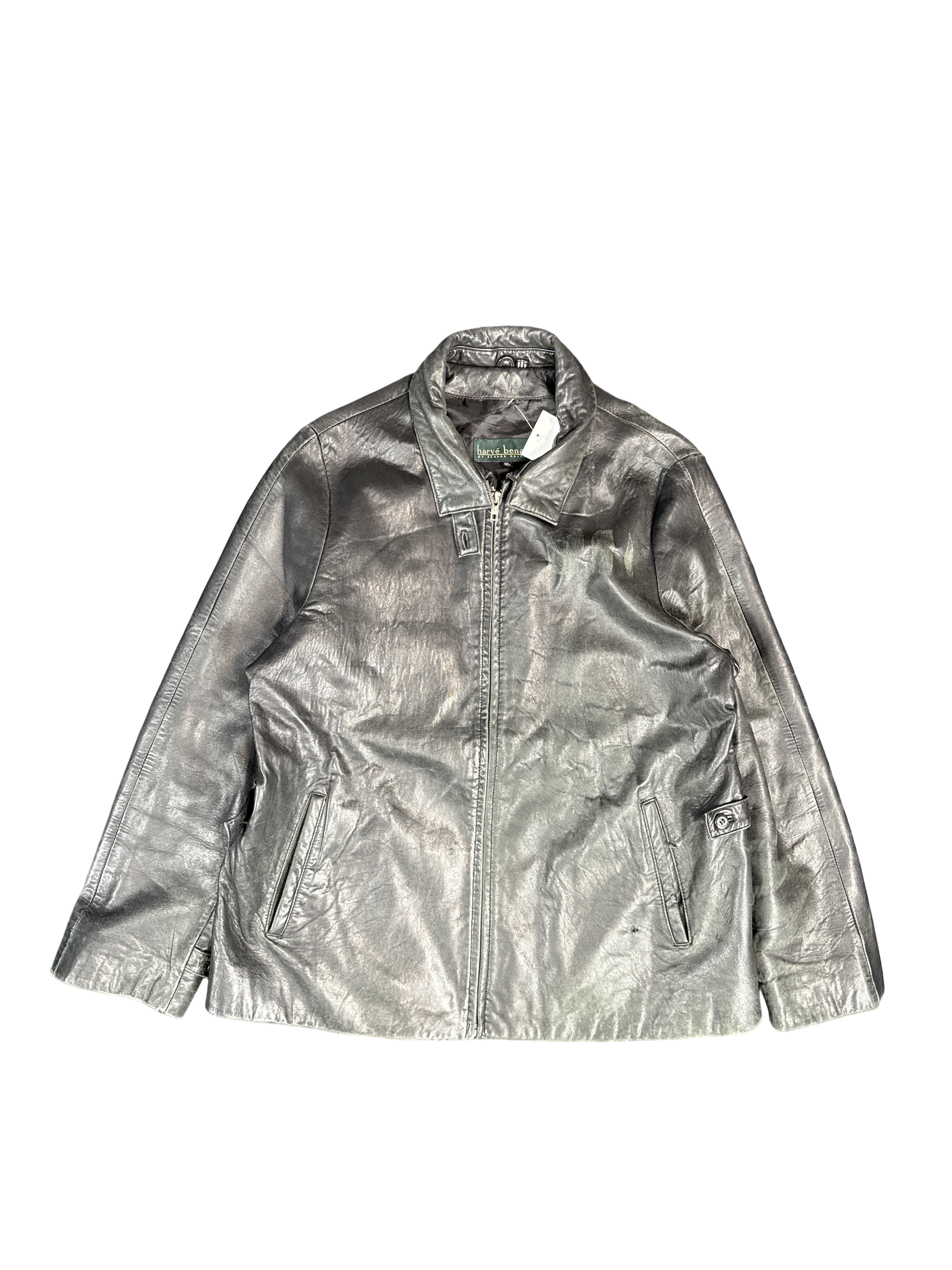Harvé Benard Black Leather Jacket (XL)