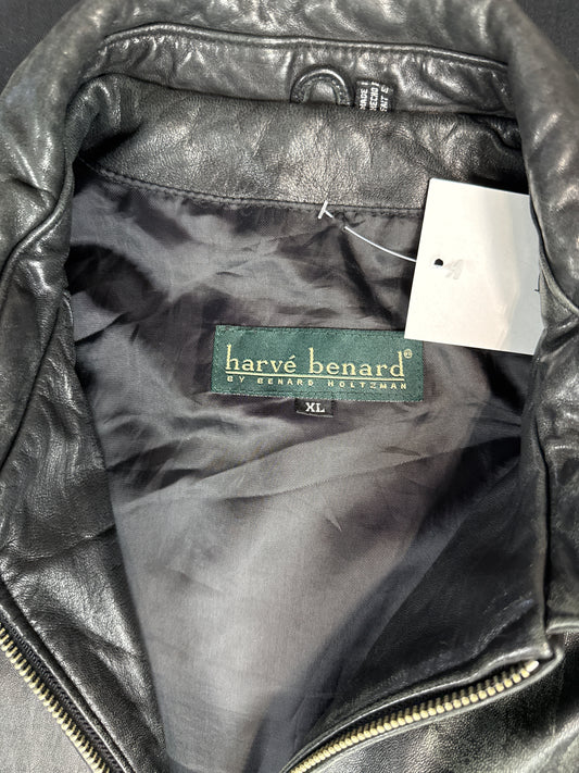 Harvé Benard Black Leather Jacket (XL)
