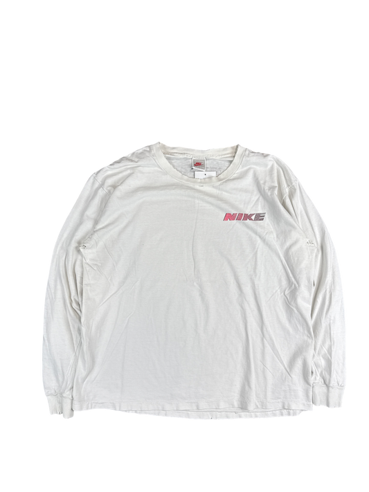 1990s Nike Pink Fade Logo Long Sleeve Tee (XL)
