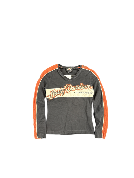 Harley-Davidson USA Black and Orange Long Sleeve Tee (XS)