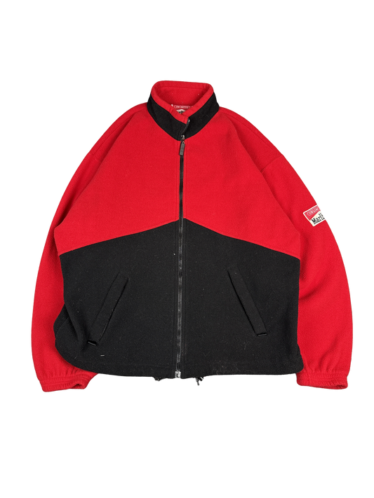 1990s Marlboro Unlimited Red and Black Fleece Jacket (XL)