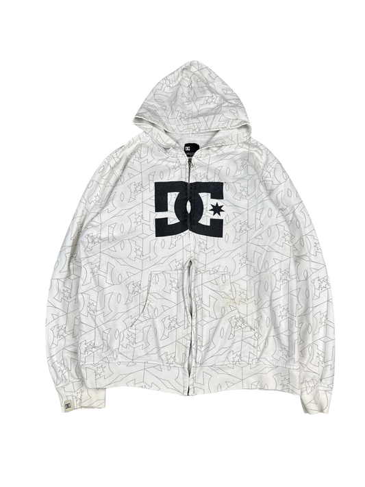 Y2K DC Shoes Allover Logo Zip Hoodie (M)
