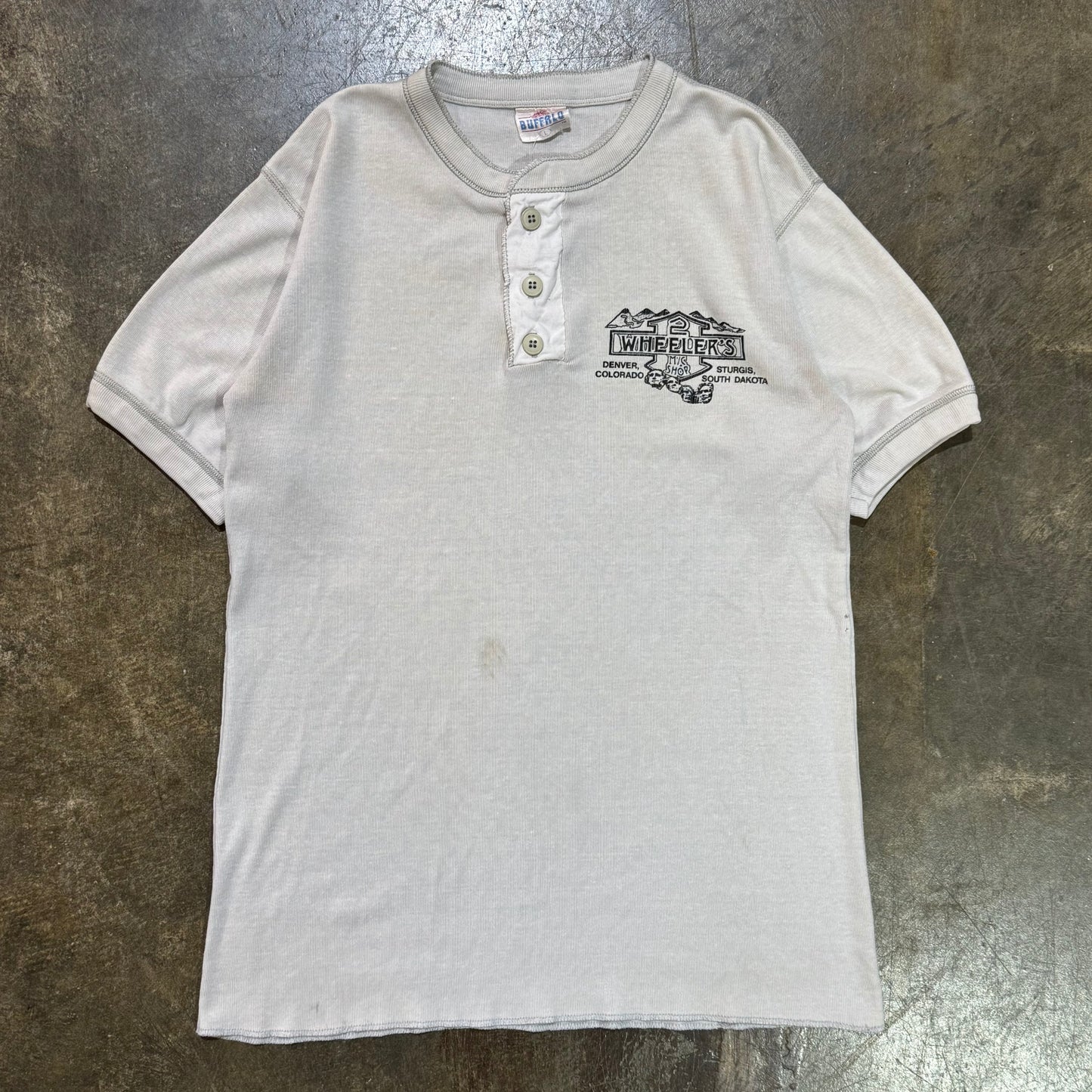 Vintage Harley Beach Club Henley T-Shirt White