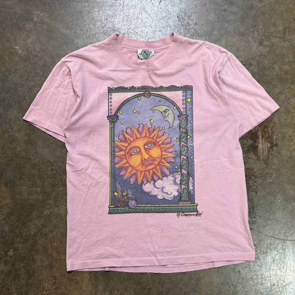 Vintage Sun and Moon Pink Graphic T-Shirt