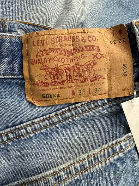 Levi's 501XX Light Wash Denim Jeans (33x34)